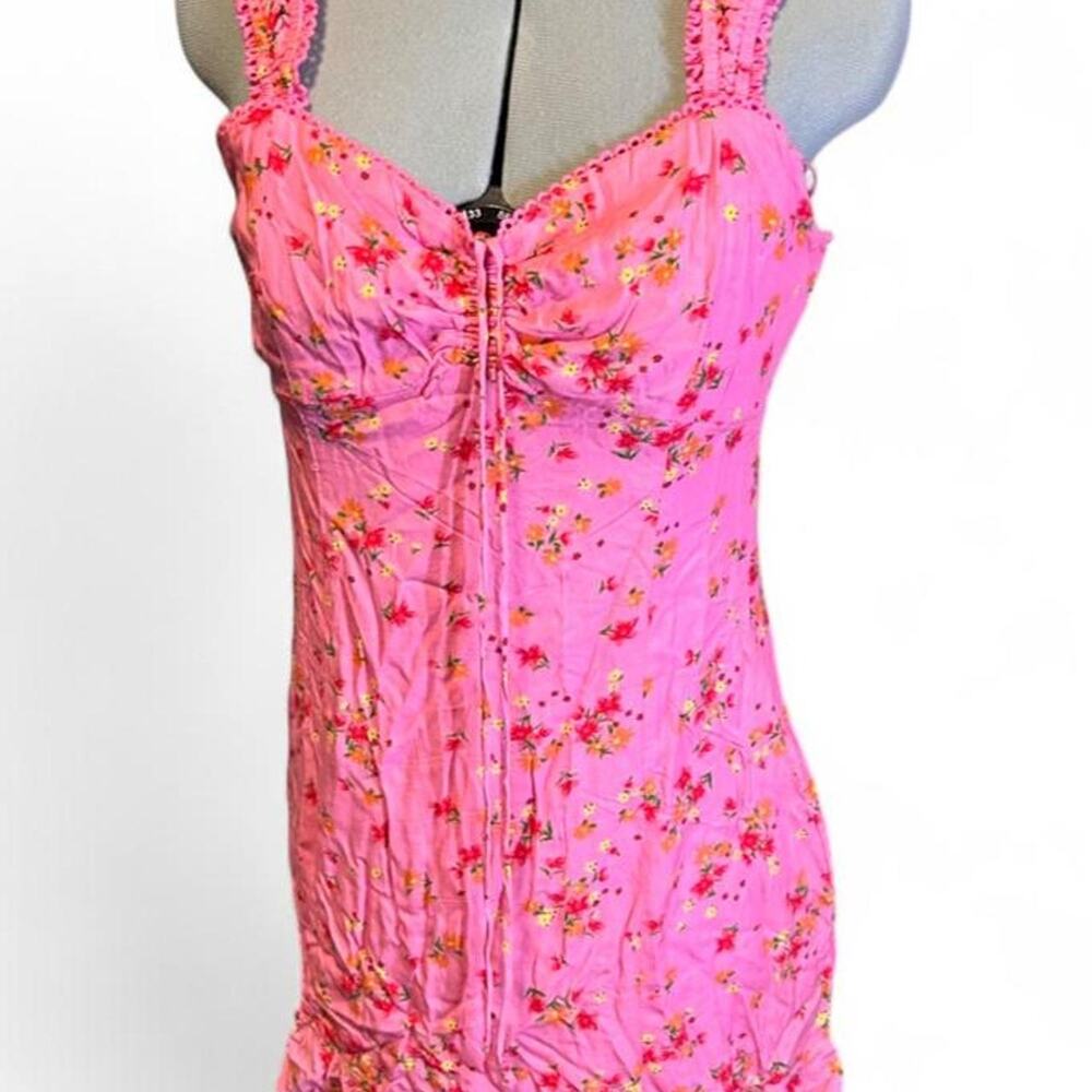 Pink floral mini dress by